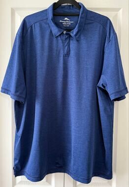 Tommy Bahama XXXL Blue Half Zip Performance Polo Shirt Golf Stretch Marlin Logo